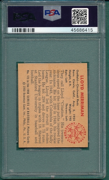 1950 Bowman #173 Lloyd Merriman PSA 8