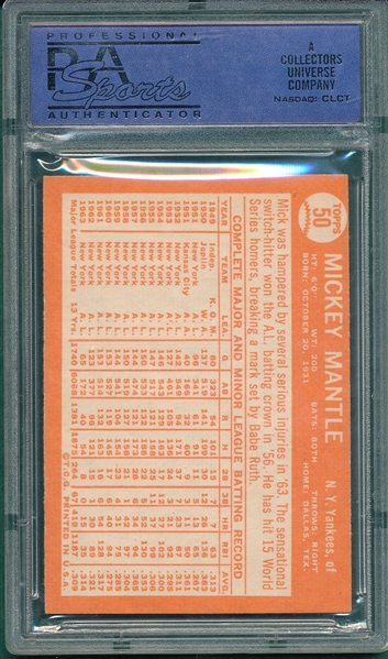 1964 Topps #50 Mickey Mantle PSA 7 (ST)