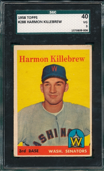 1958 Topps #288 Harmon Killebrew SGC 40