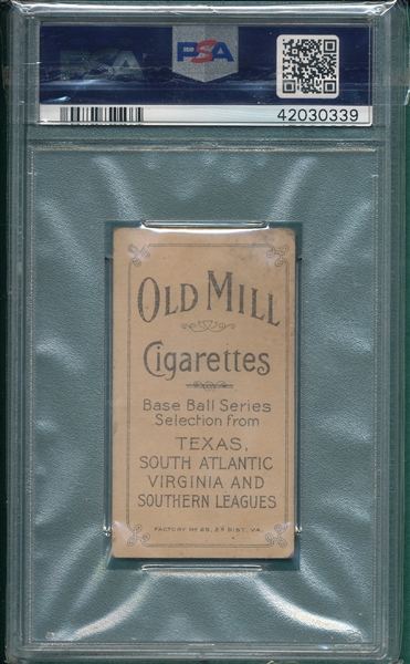 1909-1911 T206 Lentz Old Mill Cigarettes PSA 3 *Southern League*