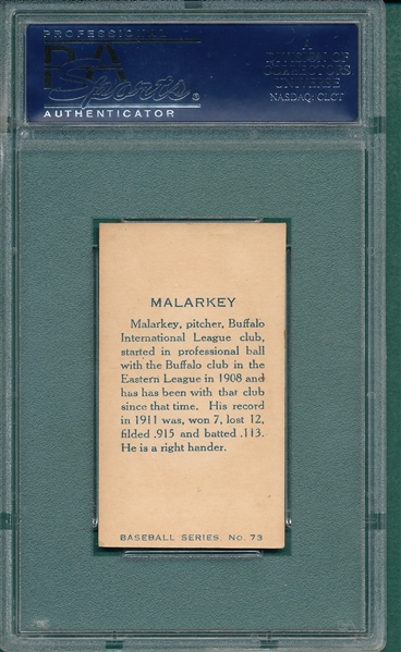 1912 C-46 #73 Malarkey Imperial Tobacco PSA 4