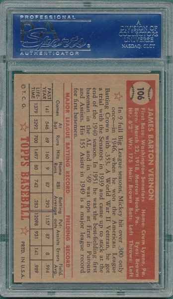 1952 Topps #106 Mickey Vernon PSA 8 (OC)