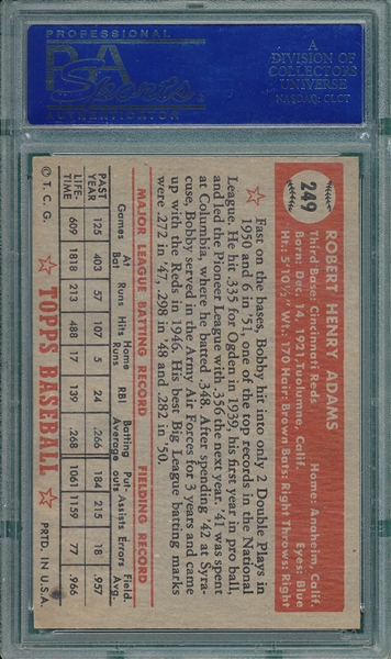 1952 Topps #249 Bobby Adams PSA 6