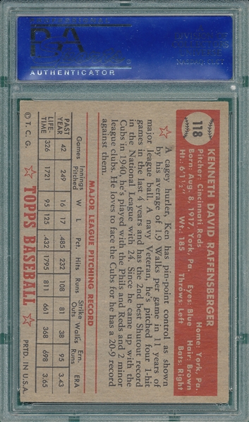 1952 Topps #118 Ken Raffensberger PSA 6