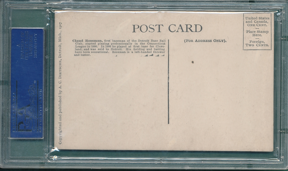 1907 Dietsche Post Cards, Rossman, Tigers, PSA 5