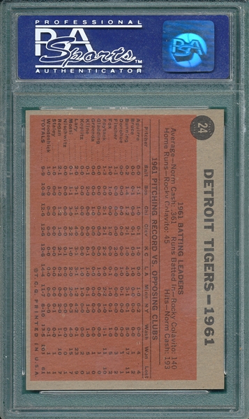 1962 Topps #024 Tigers Team, PSA 9 *MINT* 
