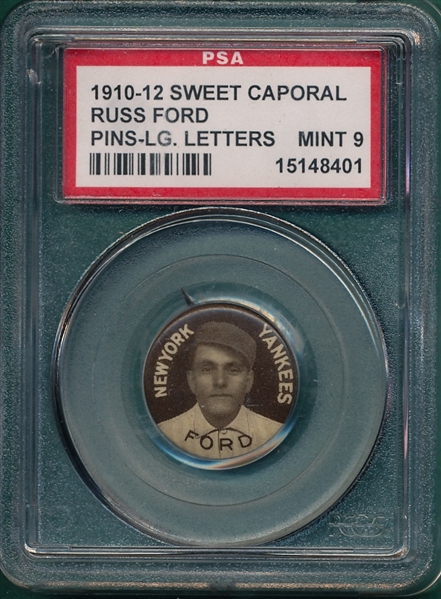 1910 P2 Pins Ford, Large Letters, Sweet Caporal Cigarettes PSA 9