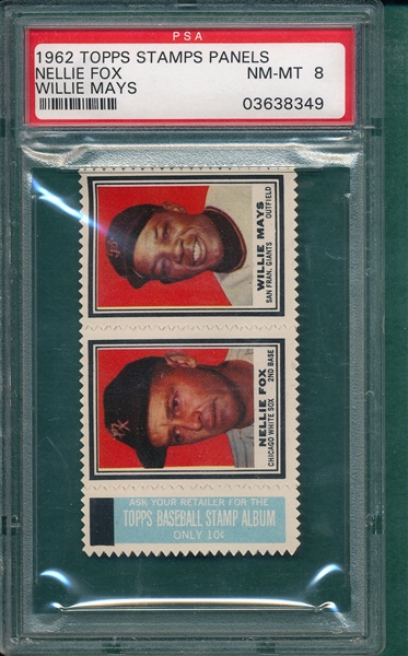 1962 Topps Stamp Panels, Fox/May PSA 8