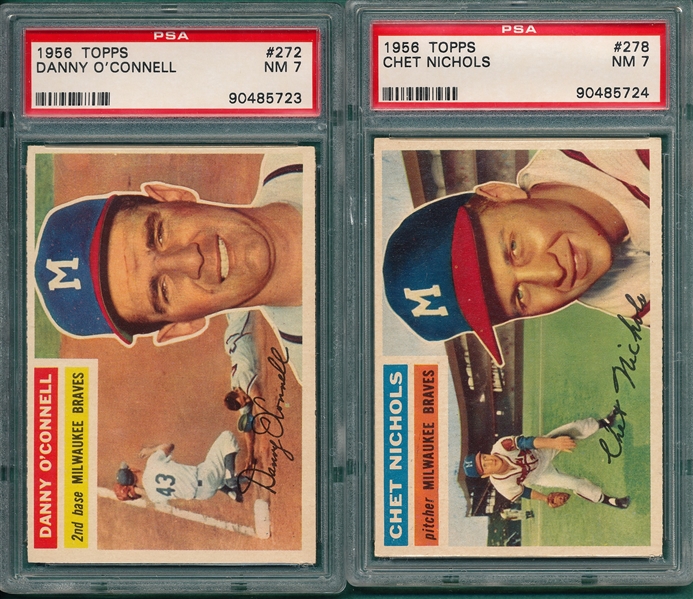 1956 Topps #272 O'Connell & #278 Nichols, Lot of (2), PSA 7