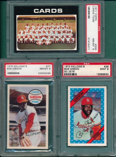1969-83 Lot of (9) Cardinals & Gibson PSA