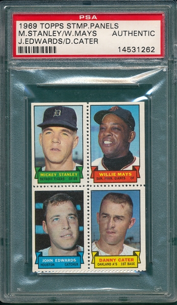 1969 Topps Stamps Panel W/ Mays PSA