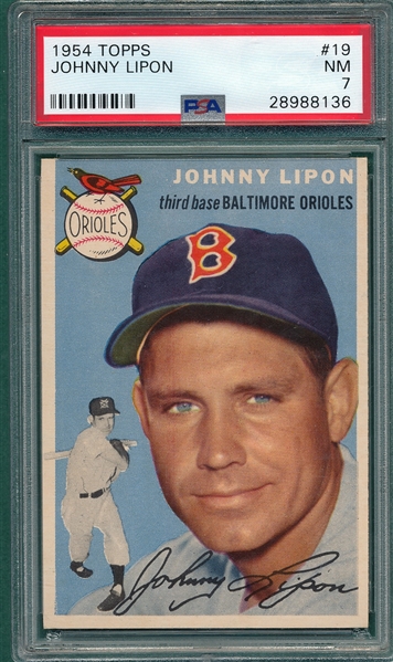 1954 Topps #19 Johnny Lipon PSA 7