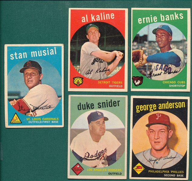 1959 Topps Lot of (5) W/ Musial