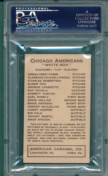 1922 E120 Eddie Collins American Caramel Co. PSA 7 *Highest Graded*