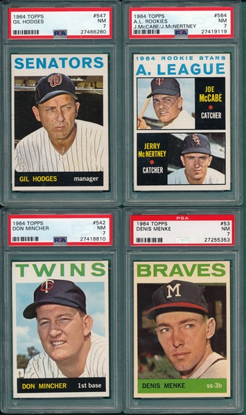 1964 Topps Lot of (8) W/ #547 Gil Hodges PSA 7