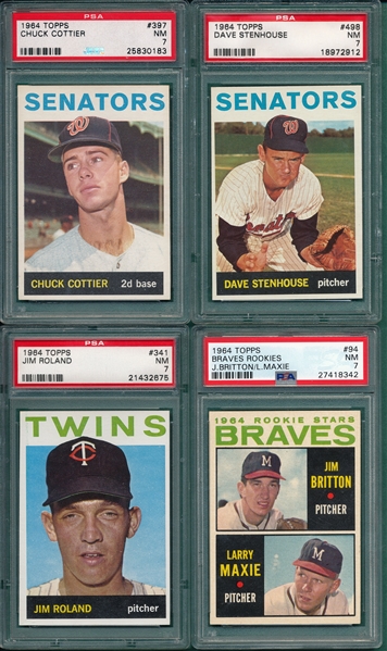 1964 Topps Lot of (8) W/ #547 Gil Hodges PSA 7