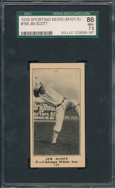1915 M101-5 #159 Jim Scott Sporting News SGC 86 *Blank Back*
