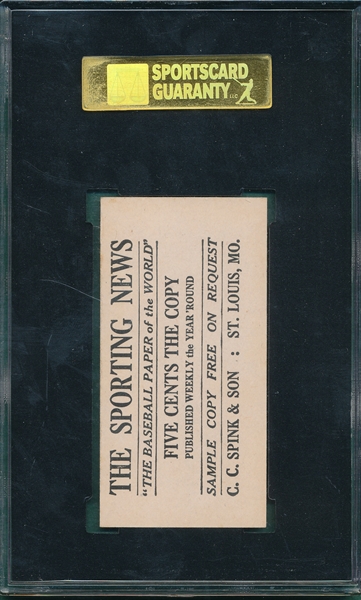 1916 M101-4 #178 Jim Vaughn Sporting News SGC 84 *None Higher*