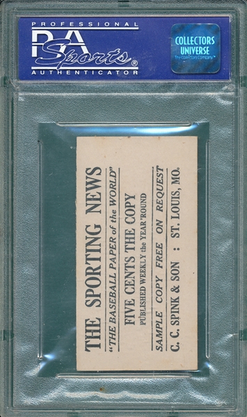 1916 M101-4 #92 Fielder Jones Sporting News PSA 7 *None Higher*
