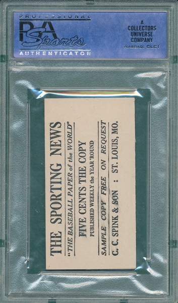 1916 M101-4 #128 Guy Morton Sporting News PSA 7 