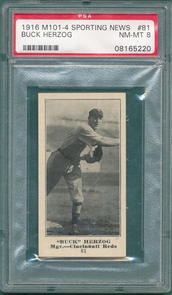 1916 M101-4 #81 Buck Herzog Sporting News PSA 8 *Highest Graded*