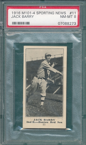 1916 M101-4 #11 Jack Barry Sporting News PSA 8