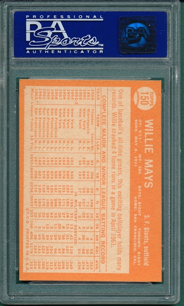 1964 Topps #150 Willie Mays PSA 7