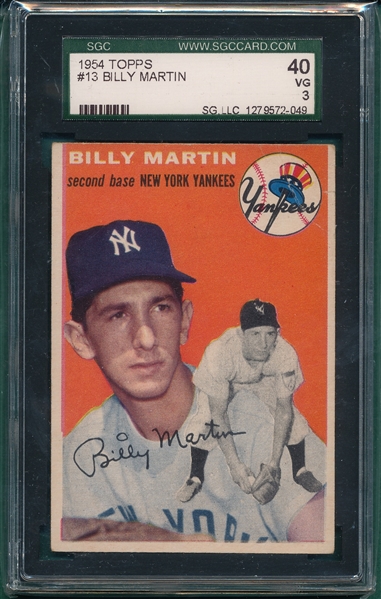 1954 Topps #13 Billy Martin SGC 40