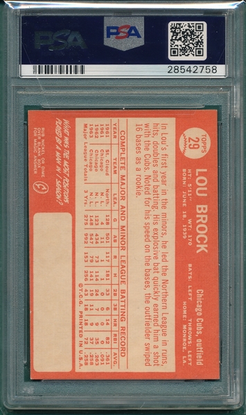 1964 Topps #29 Lou Brock PSA 6