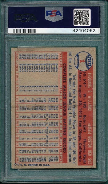 1957 Topps #1 Ted Williams PSA 2