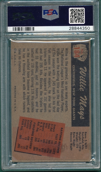 1955 Bowman #184 Willie Mays PSA 2