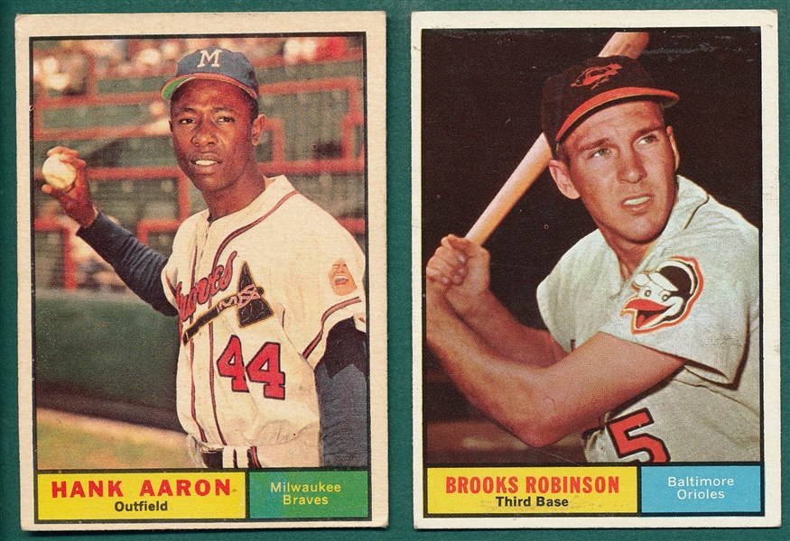 1961 Topps #10 Brooks Robinson & #415 Aaron, Lot of (2)