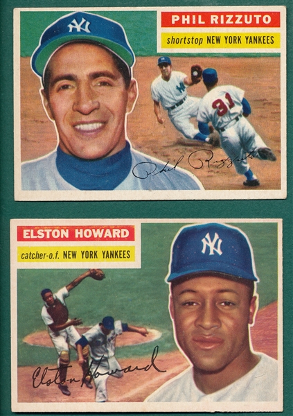 1956 Topps #113 Rizzuto & #208 Howard, Lot of (2)