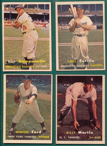 1957 Topps Lot of (4) W/ Ford & Campanella