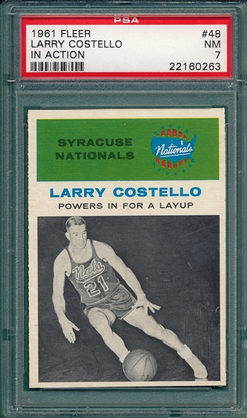 1961 Fleer #48 Larry Costello, IA, PSA 7