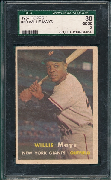 1957 Topps #10 Willie Mays SGC 30