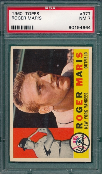 1960 Topps #377 Roger Maris PSA 7
