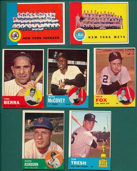 1963 Topps Lot of (7) W/ McCovey & Berra