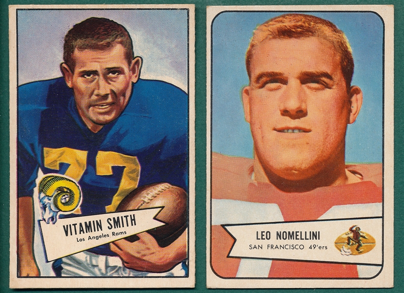 1952 Bowman Large #73 Vitamin Smith & 1954 #76 Nomellini, Lot of (2)