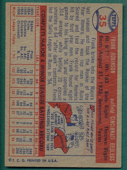 1957 Topps #35 Frank Robinson *Rookie*
