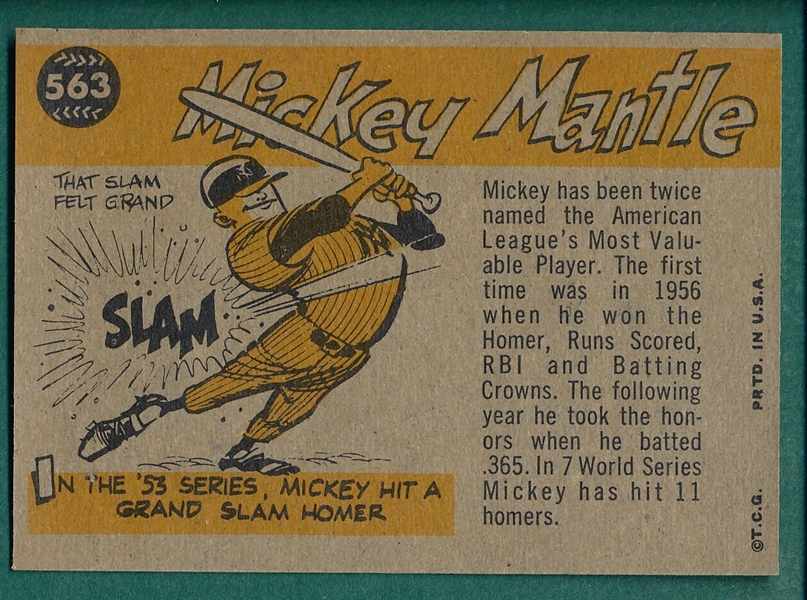 1960 Topps #563 Mickey Mantle, AS *Hi #*