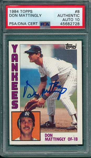 1984 Topps #8 Don Mattingly, Signed, PSA/DNA 10 *Rookie*
