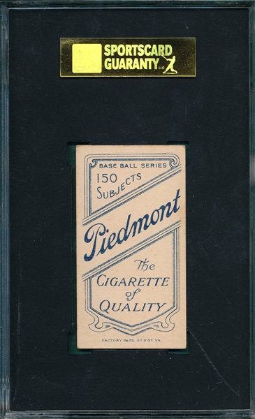 1909-1911 T206 White, Doc, Portrait, Piedmont Cigarettes SGC 50
