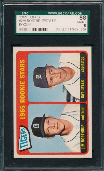 1965 Topps #259 Tigers Rookies W/ Northrup, SGC 88