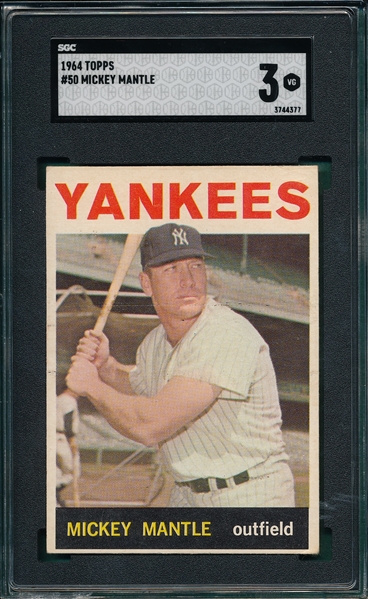 1964 Topps #50 Mickey Mantle SGC 3