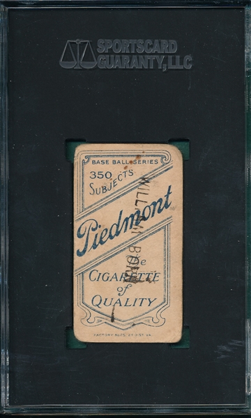1909-1911 T206 Adkins Piedmont Cigarettes SGC 1 *Back Stamp*