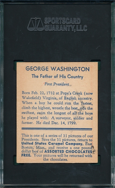 1932 U. S. Caramels Presidents George Washington SGC 7.5