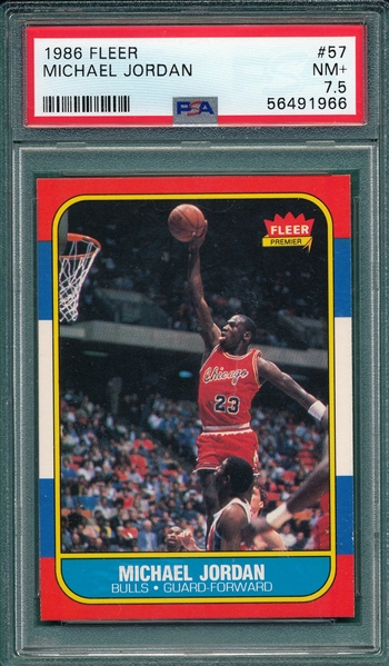 1986 Fleer BSKT #57 Michael Jordan PSA 7.5 *Rookie*