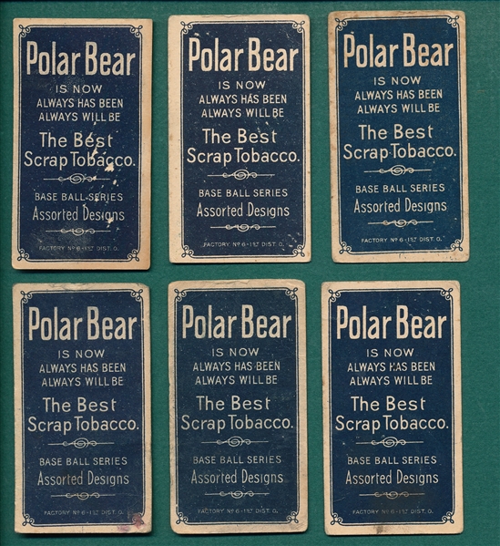 1909-1911 T206 Lot of (6) Polar Bear W/ Rhodes
