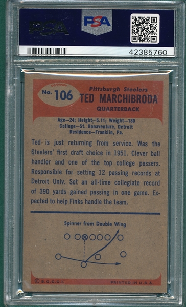 1955 Bowman FB #106 Ted Marchibroda PSA 8